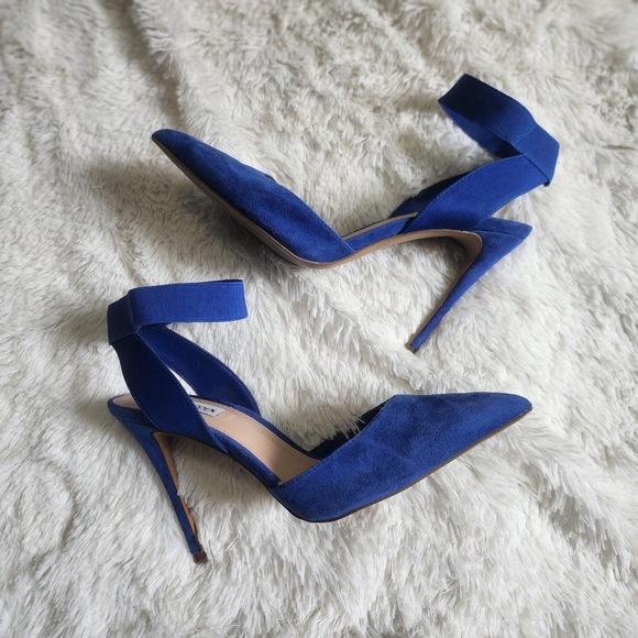 Steve Madden Shoes - Steve Madden Royal Blue Suede Pointed Toe Ankle Strap Heels